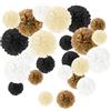 LZPLJLWS Festoni compleanno decorazioni compleanno pompon carta velina 24 pezzi 8/8/8 pz 30/25/20 cm nero bianco oro crema addobbi compleanno per feste bambini adulti matrimonio picnic eventi