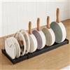 AOOTE Porta Coperchi Pentole, Organizer Padelle con 9 Scomparti Regolabili, 32-57cm Porta Coperchi Pentole Salvaspazio, Portacoperchi Espandibile per Pentole per Pentole, Padelle e Teglie, Nero