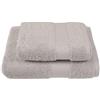 Jolie Firenze BIBIHOME Set asciugamano viso ed asciugamano ospite in spugna di puro cotone pettinato (550 gr./mq.) tinta unita (PERLA)