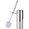 Virsus Scopino e Portascopino per WC in ACCIAIO INOX, Misura 10x39 cm, colore Argento, Scopettino con ciuffo svitabile sostituibile, Manico Antiscivolo -6927 - F
