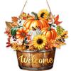 Wusejosapi Benvenuto Autunno Cartello in Legno, Decorazione Murale Sospesa, Zucca Girasole Decorazione Porta per Ingresso, Festa del Ringraziamento, Arredamento Rustico & Decorazione Autunnale