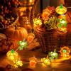 Taechalingo Catena luminosa con foglie d'acero, ghiande, autunnale, 2 m, 20 LED, Halloween, foglie d'acero, zucca, ghianda, funzionamento a batteria, per decorazione autunnale, giardino, fiori