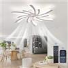 Luyaim 78CM Lampadario Ventilatore Con Telecomando Camera Da Letto Plafoniera Con Ventilatore Motore DC Reversibile Estate/Inverno Lampadari Ventola 6 Velocità LED Dimmerabile Con Timer-White