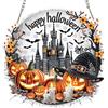 MOTGOM 5D Diamond Painting Pendente Ciondolo Kit Castello di Halloween, Pittura Diamante per Acchiappaluce, Diamond Painting Artigianale Per La Decorazione Della Parete Di Casa 20x20cm