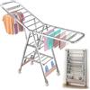 OVOGGPAN Stendibiancheria Premium, Acciaio Inox Stendibiancheria Da Pavimento A 3 Strati, Stendino Verticale Salvaspazio, Con Ali Regolabili In Altezza, Clip Per Calzini, Portasciugamani, Vestiti ( Color : Sil