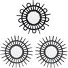 Funerom Confezione da 3 specchi decorativi da parete, 24,9 x 24,9 cm, colore: nero