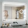 STARLEAD 70x100cm Specchio Bagno con Luce e Lente d'ingrandimento 5x | Antiappannamento, Dimmerazione, 3 Colori di Luce, Vetro Temperato, Illuminazione Frontale e Retroilluminazione, IP44, CRI>90