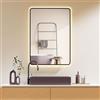 HOKO® Specchio LED Antiappannamento 50x70/70x50cm (verticale/orizzontale) con cornice in metallo nero. Specchio per il trucco+Interruttore touch+Variazione di Luce da bianco caldo-freddo-neutro