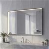 NeoArt Specchio Bagno LED con Cornice in Alluminio, Specchio Argento HD da 5mm, Specchio da Parete con Interruttore Touch, 3 Colori di Luce Dimmerabile, Anti-Appannamento