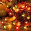 Taechalingo Catena luminosa autunnale, 2 m, 20 LED con foglie d'acero, ghirlanda di luci a forma di foglia d'acero, per interni, a batteria, decorazione autunnale, fiori, terrazza, matrimoni, feste