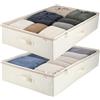 KROMS Contenitori sottoletto set da 2 - Beige - 80 x 50 x 15 cm - Organizer armadio salvaspazio - Scatole per vestiti e biancheria - Contenitore sottoletto pieghevole - Organizzazione della casa