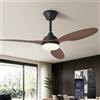AQLEDY 106cm Lampadario Con Ventilatore Da Soffitto E Luce, Lampadario A LED Con Pale E Telecomando 6 Velocità Silenzioso, Motore DC Reversibile, Per Camera Soggiorno - Effetto legno nero