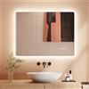 Dripex Specchio Bagno LED 60 x 80 cm - Rettangolo Specchio da Trucco con Luce - Anti Nebbia - 3 Temperature Colore e Dimmerabile 3000K-6500K- HD Moderno Specchio da Parete con Funzione memoria-IP44