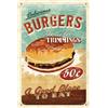 Nostalgic-Art Targa in metallo, stile retrò, 20,1 x 30 cm, motivo: burger delizioso, idea regalo per la cucina, in metallo, design vintage