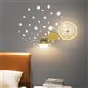 SEMANHUA Applique da parete a LED dimmerabili Astronauta - Lampada di proiezione e Stelle for cameretta dei bambini Elegante applique comodino for ragazzi ragazze Design metà secolo in oro, bianco nero(Gold)