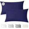 Ôhm Federe 40x70 cm Set da 2 100% Cotone Jersey Blu | Adatte a cuscini standard, guanciali e cuscini decorativi; delicate sulla pelle sensibile e pronte da regalare in set da 2.
