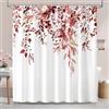 Hopomoon Tenda da doccia 180 x 180 cm,foglie bordeaux acquerellate, motivo botanico, tessuto antimuffa, impermeabile, lavabile, per bagno, vasca da bagno, con 12 anelli per tenda da doccia