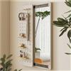 AFGZQ Nascondi Lo Specchio A Parete Specchio E Contenitore 2 in 1 Nascosti, con Binario Scorrevole E Appendiabiti, for Camera Letto, Bagno E Ingresso(White,19.7in/50cmx55.1in/140cm)