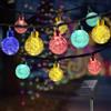 LQWELL® Catena luminosa solare per giardino esterno, catena solare con sfere di cristallo 30 LED 8 m 26 piedi IP44 8 modalità per giardino esterno/interno patio balcone finestra