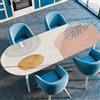 Surwin Tovaglia Ovale con Bordo Elastico, Antiscivolo Elastico Copritavolo Ovale Antimacchia Protezione Tavolo Casa Ristorante Sala da Pranzo Giardino -3D Geometria Moderna (Nordico,107x173cm)