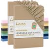 Lavea® Set 2 Lenzuola con Angoli Una Piazza e Mezza 120x200 cm - Microfibra Morbida e Traspirante - Per Materassi fino a 35 cm - Con Elastico Tutto Intorno - Certificato OEKO-TEX - Sabbia