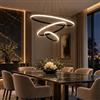 Arcadia Lampadario a Sospensione LED Luce Calda Fredda Naturale 5500LM 90W 60cm | Lampada da Soffitto Dimmerabile con Telecomando e App per Camera da Letto, Soggiorno e Cucina - Modello Nemesi (Nero)