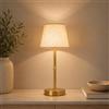 fuaoddda Kabellose Touch-LED-Tischlampe aus Stoff, wiederaufladbar, goldfarben, klein, stufenlos, dimmbar, Nachttischlampe mit 6000 mAh batteriebetriebenem USB-C-Anschluss, für Esszimmer (1, Oro)