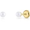 ROSA DI MANUEL Orecchini in oro 18 k, bebè ricevono nascita, bambina o donna, modello classico perla coltivata naturale di qualità. da 3-4-5-6-7-8 millimetri Con chiusura a vite o pressione.