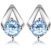 JewelryPalace 1.2ct Orecchini a Lobo Donna Argento 925 con Genuino Topazio Azzurro, Ventaglio Orecchini a Bottone Donna con Pietra a Taglio Rotondo, Orecchini Azzurri in Tre Ori Set Gioielli Donna