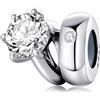 LES FOLIES DI PAOLA GRIECO Charm anello solitario punto luce diamante amore fidanzamento in argento 925 - Les Folies per Pandora