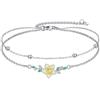 YFN Bracciale in argento sterling 925, a doppio strato, con fiori, alla moda, regalo di compleanno, per signore, madre, nonna