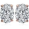 JewelryPalace 2ct Orecchini a Bottone Donna Argento 925 con Creato Moissanite, Piercing Orecchini a Lobo con Pietra a Taglio Ovale, Orecchini Solitario in Tre Ori Matrimonio Set Gioielli Donna