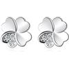 Reffeer Orecchini a forma di quadrifoglio in argento Sterling 925 solido per donne ragazze CZ foglia orecchini helix piercing orecchini, 0.31 inch, Argento sterling, Zirconia cubica