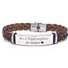 amorili Bracciale Uomo in Pelle Intrecciata con Piastra in Acciaio Inox Personalizzabile | Incisione Nome Data Frase | Idea Regalo Elegante per Fidanzato Marito Papà bcc2705