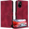 ZONNAVI Cover per Oppo A94 5G, [Blocco RFID] Custodia a Libro in Pelle con Porta Carte, Flip Case Portafoglio Antiurto Cover per Oppo A94 5G (Rosso Scuro)