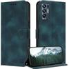 ZONNAVI Cover per Oppo Find X3 Neo 5G, [Blocco RFID] Custodia a Libro in Pelle con Porta Carte, Flip Case Portafoglio Antiurto Cover per Oppo Find X3 Neo 5G (Verde Scuro)
