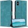 ZONNAVI Cover per iPhone X/iPhone XS, [Blocco RFID] Custodia a Libro in Pelle con Porta Carte, Flip Case Portafoglio Antiurto Cover per iPhone X/iPhone XS (BluVerde)
