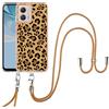 SNCLET Custodia per Motorola Moto G53 Telefono Custodia con Cordino TPU Edges PC Back Antiurto Anti Scratch Cover con Lanyard Collana Staccabile Protettiva Case per Moto G13/G23/G53,Leopard Motivo