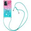 YAMCCCSE Custodia per Oppo A57 4G/Oppo A57S 4G/Oppo A77 5G con Cordino, Glitter Bling Liquido Cover Sparkly TPU Silicone Protettivo Morbido Brillantini Quicksand Cellulare Custodie con Cordoncino Case