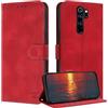 ZONNAVI Cover per Xiaomi Redmi Note 8 Pro, [Blocco RFID] Custodia a Libro in Pelle con Porta Carte, Flip Case Portafoglio Antiurto Cover per Redmi Note 8 Pro (Rosso)