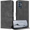 ZONNAVI Cover per Oppo Find X3 Neo 5G, [Blocco RFID] Custodia a Libro in Pelle con Porta Carte, Flip Case Portafoglio Antiurto Cover per Oppo Find X3 Neo 5G (Grigio)
