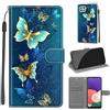 KENHONER Custodia per Samsung Galaxy A22 5G, Farfalla | Portafoglio Pelle PU, Magnetica, Resistente Agli Urti, Scomparto Carte Credito, Pieghevole, Flip Libro, Motivo