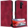 ZONNAVI Cover per Xiaomi Redmi Note 8 Pro, [Blocco RFID] Custodia a Libro in Pelle con Porta Carte, Flip Case Portafoglio Antiurto Cover per Redmi Note 8 Pro (Rosso Scuro)