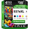 PFKink 937e 937XL - Cartucce d'inchiostro ad alta resa per HP 937 937e, compatibili con OfficeJet Pro 9110b, 9122e, 9125e, 9128e, 9130b, 9135e, ampio formato 9720e, 9730e, confezione da 4