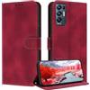 ZONNAVI Cover per Oppo Find X3 Neo 5G, [Blocco RFID] Custodia a Libro in Pelle con Porta Carte, Flip Case Portafoglio Antiurto Cover per Oppo Find X3 Neo 5G (Rosso Scuro)