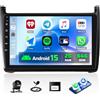 GOHHDL Android 15, 2G+64G CAMECHO Autoradio 2 Din per VW Polo 6R 6C 9N 2008-2016 Carplay Android Auto, Touch Schermo da 9-Pollici con GPS WiFi EQ Bluetooth FM/RDS SWC + Telecamera posteriore + Microfono