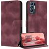 ZONNAVI Cover per Oppo Find X3 Neo 5G, [Blocco RFID] Custodia a Libro in Pelle con Porta Carte, Flip Case Portafoglio Antiurto Cover per Oppo Find X3 Neo 5G (Rosso vino)