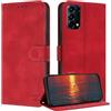 ZONNAVI Cover per Oppo Find X3 Lite 5G, [Blocco RFID] Custodia a Libro in Pelle con Porta Carte, Flip Case Portafoglio Antiurto Cover per Oppo Find X3 Lite 5G (Rosso)