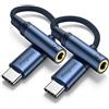 MOGOOD 2 Adattatori USB C a Jack 3,5mm 0,12M DAC HiFi Presa Femmina TRRS | Coppia adattatori USB-C femmina TRRS da 0,12m con chip DAC HiFi, compatibili cuffie con microfono per smartphone, notebook