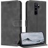 ZONNAVI Cover per Xiaomi Redmi Note 8 Pro, [Blocco RFID] Custodia a Libro in Pelle con Porta Carte, Flip Case Portafoglio Antiurto Cover per Redmi Note 8 Pro (Grigio)